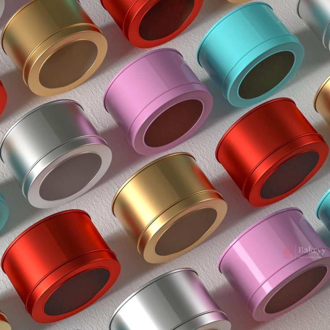 Round Tin Containers with Clear Lids | Gift Box, Chocolate Box, Sweet Box, Jewellery Box, Tin Box | Pack of 12