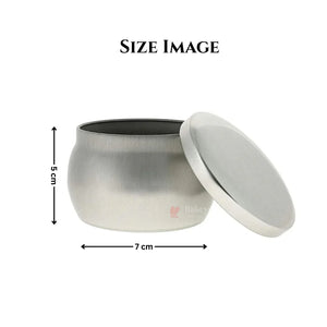 Bakeyy.com 3.5 inch round silver metal storage tin with lid, 7x5cm, baking supply container