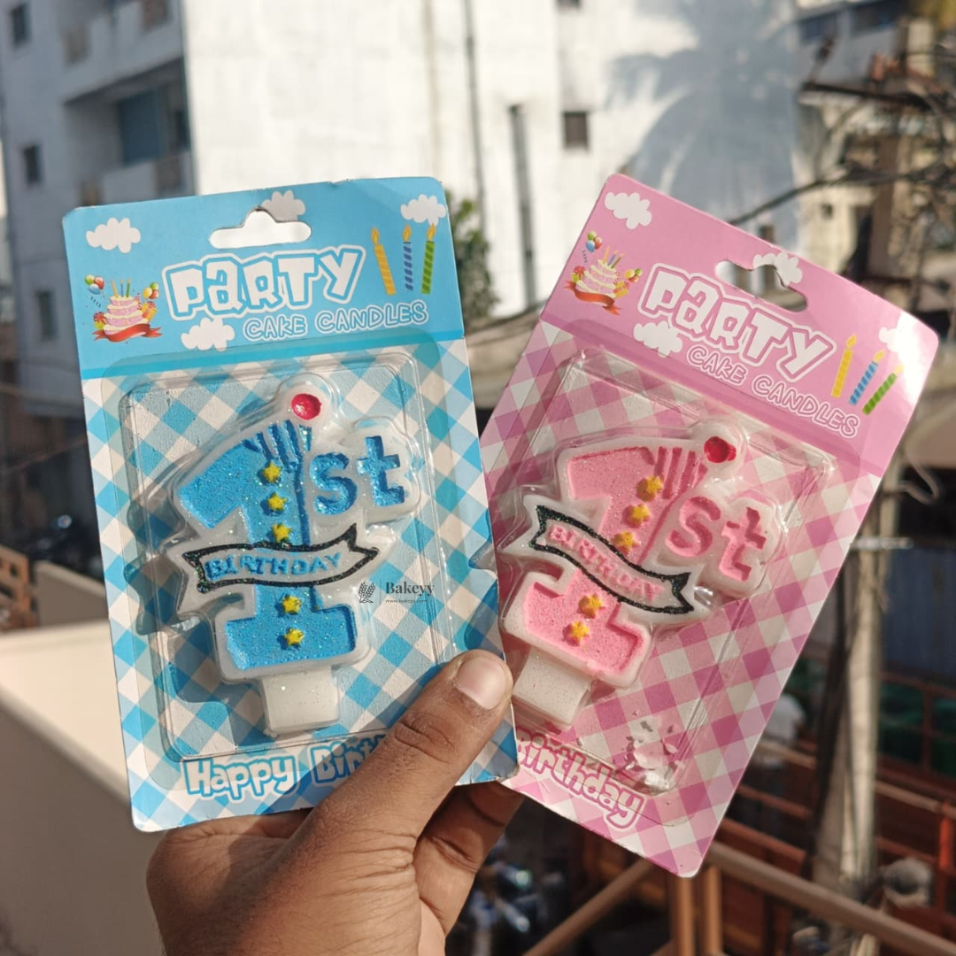 First Birthday Cake Candle | Pink & Blue | 1 Piece