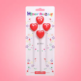 Heart Shape Birthday Candles | Red Heart Cake Candles | Pack of 4
