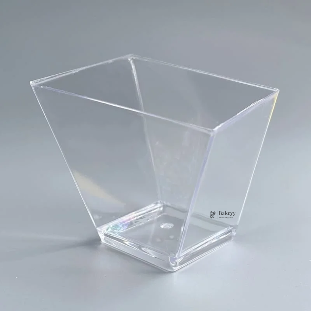 Clear Square Dessert Cup | Tapered Finish | Pack of 25