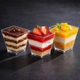 Clear Square Dessert Cup | Tapered Finish | Pack of 25