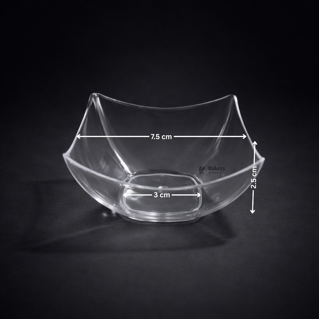 Clear Square Curved Dessert Bowl | Pack of 50