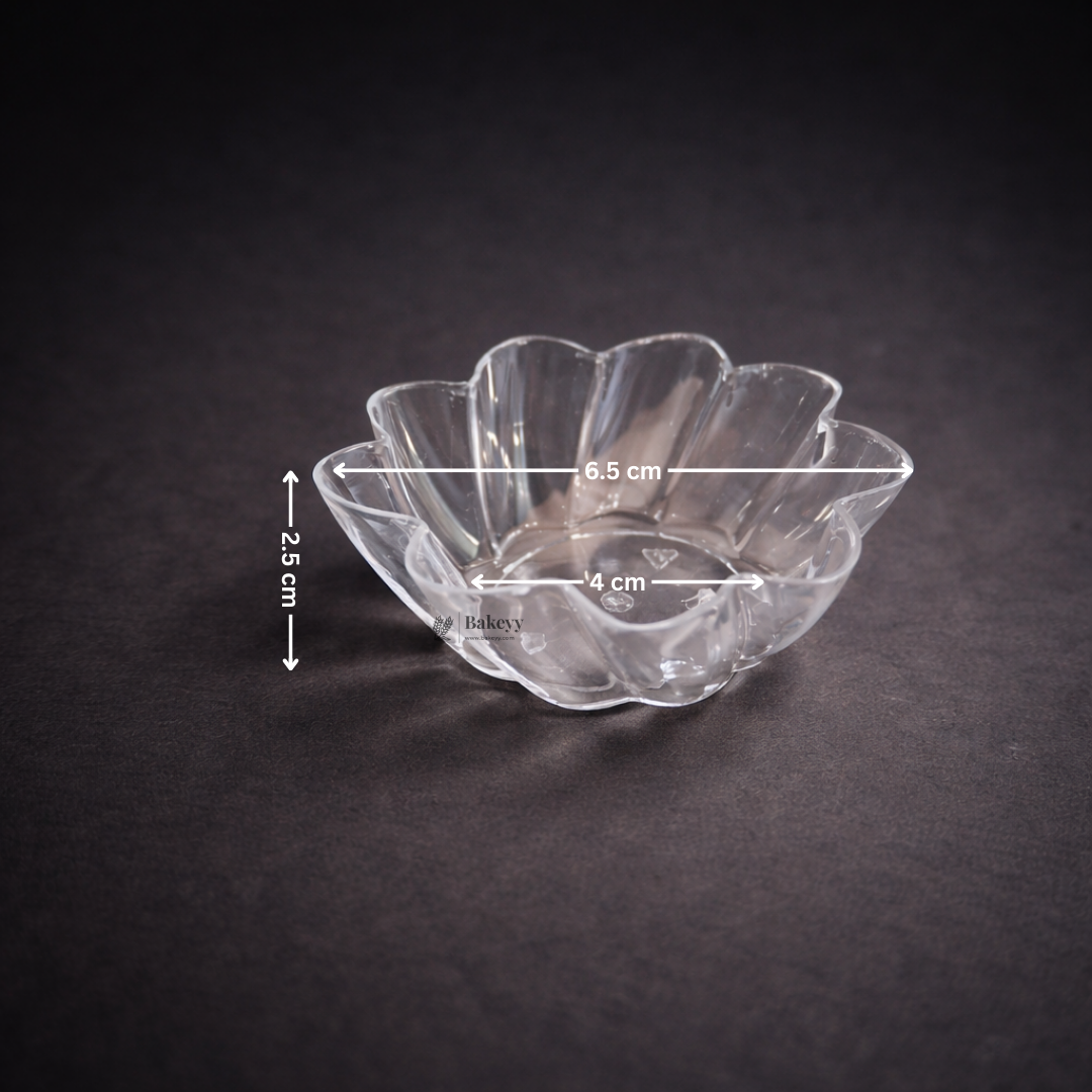 Clear Flower-Shape Dip & Sauce Bowl | Flower Shape Bowl | D-43 | Pack of 25