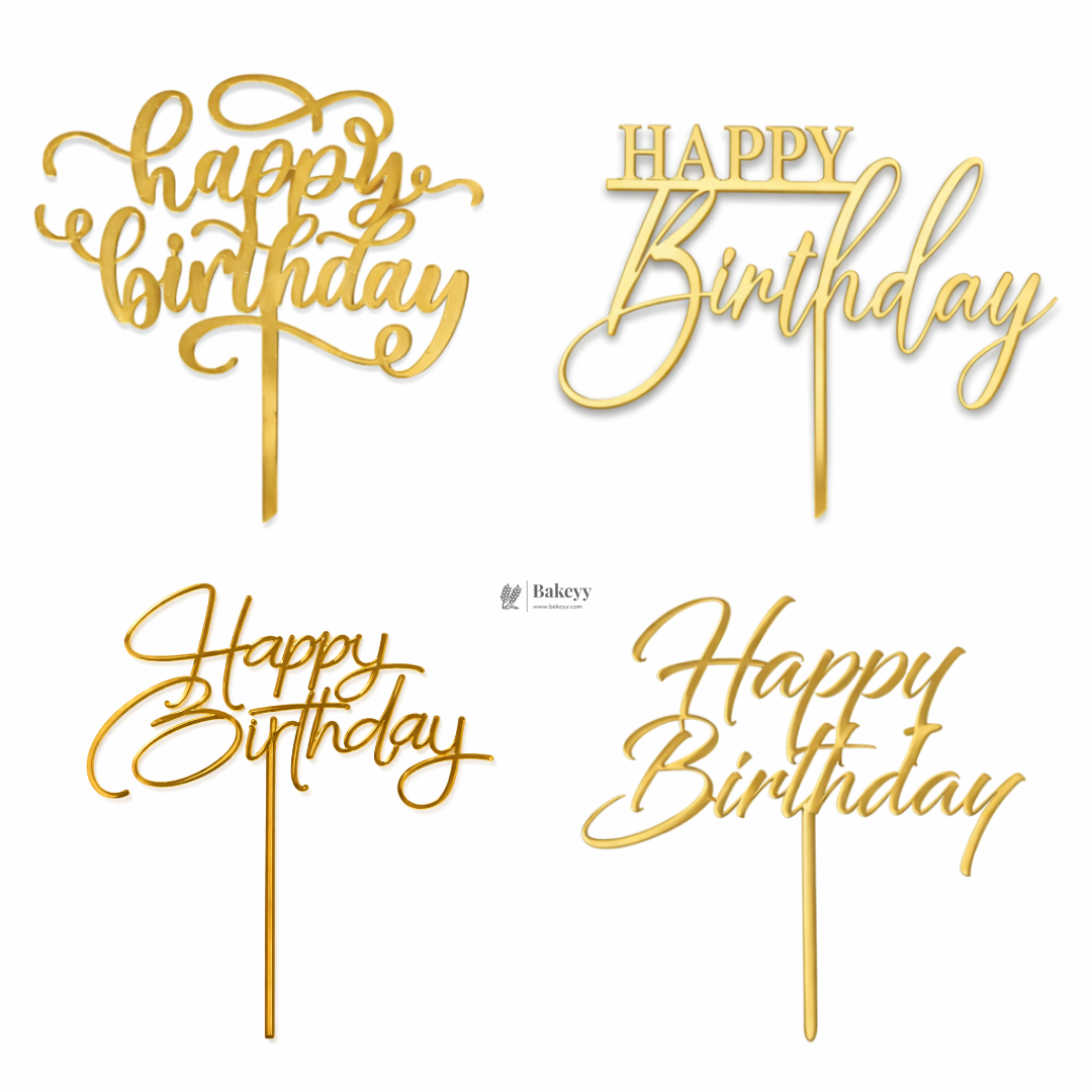 5 Inch Acrylic Cake Topper | Decorative Cake Topper for Celebrations | Assorted designs | Set 3 | Pack of 1