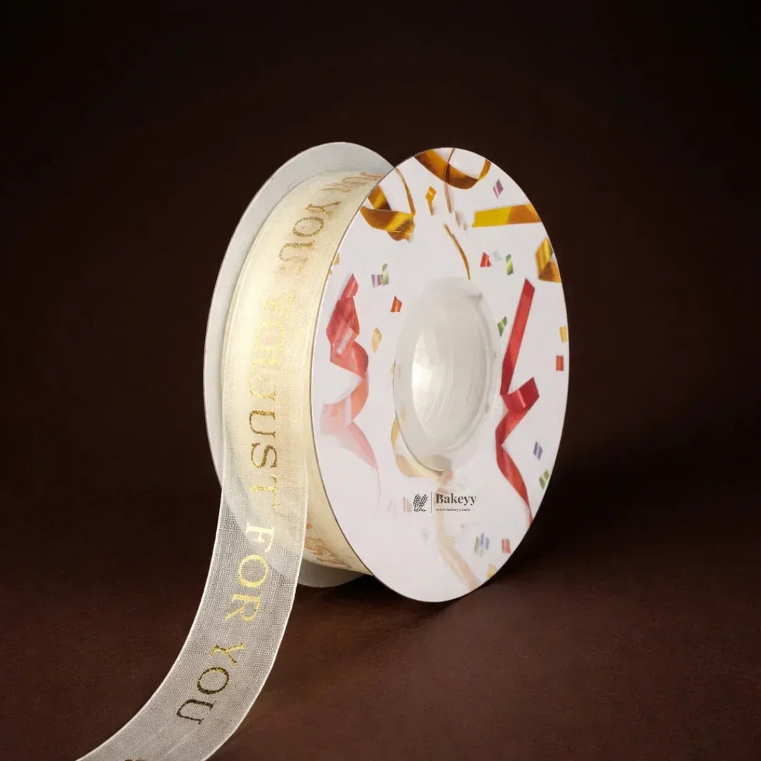 Decorative Organza Ribbon Rolls with Gold Foil Prints | Multiple Designs Options | Pack of 1 - Bakeyy.com - India - Decorative Organza Ribbon Rolls with Gold Foil Prints | Multiple Designs Options | Pack of 1 - Design 1 190.00