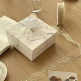 Decorative Organza Ribbon Rolls with Gold Foil Prints | Multiple Designs Options | Pack of 1 - Bakeyy.com - India - Decorative Organza Ribbon Rolls with Gold Foil Prints | Multiple Designs Options | Pack of 1 - Design 1 190.00