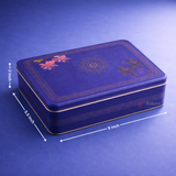 Royal Blue Floral Metal Hamper Box with Lid | 1 Piece