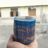 Premium Blue & Gold Finish Decorative Round Tin Box with Lid | 1 Piece