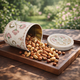 Floral Round Metal Tin Box with Lid | 1 Piece