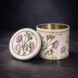 Floral Round Metal Tin Box with Lid | 1 Piece