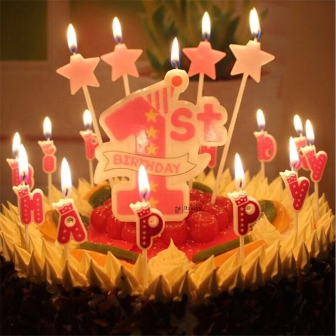 First Birthday Cake Candle | Pink & Blue | 1 Piece