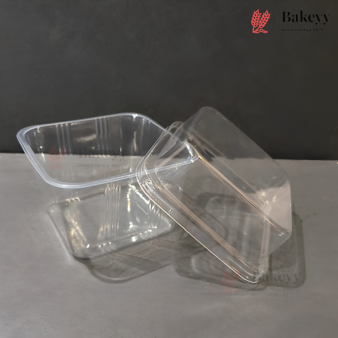 GY-595 | 300 ml Clear Square Plastic Dessert Container with Lid | Pack of 25