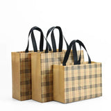 PVC Lamination Bags, Brown LV Checks design, Non Woven Design, 4 sizes available - Bakeyy.com - India - PVC Lamination Bags, Brown LV Checks design, Non Woven Design, 4 sizes available - Small( 8"x10") / Pack of 25