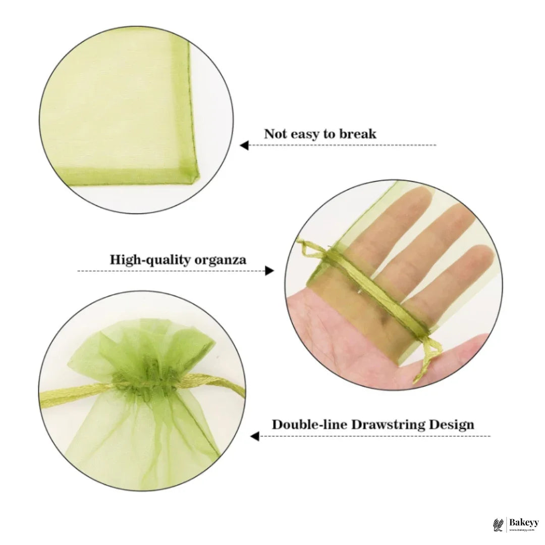 7x9Cm |Olive Green Organza Potli Bags | Pack of 99