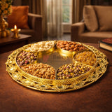 30 cm | Luxurious Gold-Plated 6-Partition Serving Tray | Pack of 1