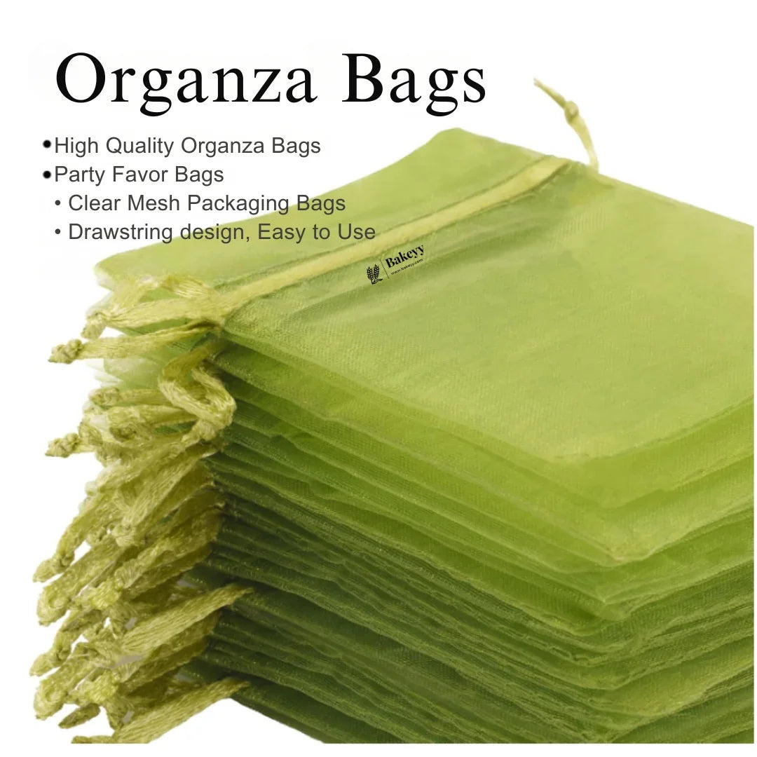 7x9Cm |Olive Green Organza Potli Bags | Pack of 99