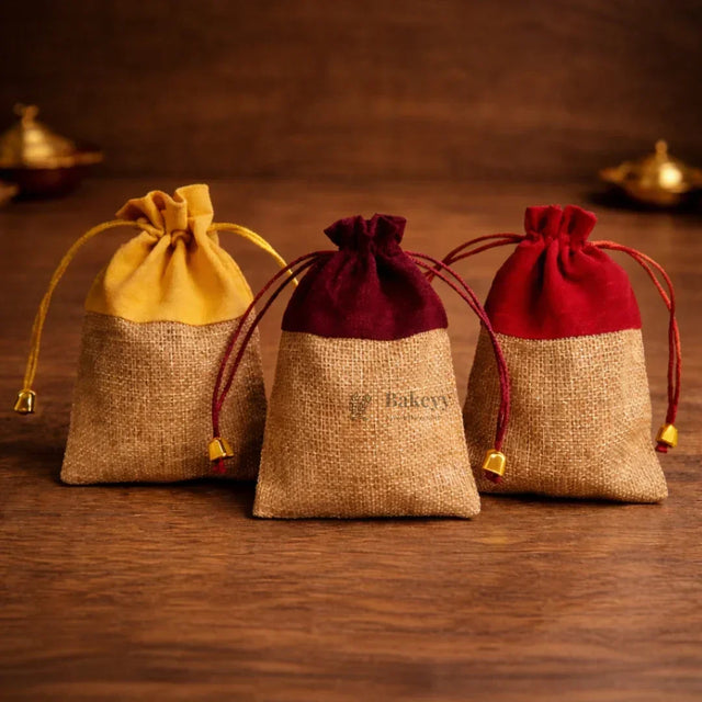 Premium Jute & Velvet Potli Bags with Drawstring | Eco-Friendly Gift Pouches | Multiple Sizes & Colors | Pack of 10 - Bakeyy.com - India - Premium Jute & Velvet Potli Bags with Drawstring | Eco-Friendly Gift Pouches | Multiple Sizes & Colors | Pack of 10 - Red / 10x14 cm 175.00