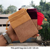 Premium Jute & Velvet Potli Bags with Drawstring | Eco-Friendly Gift Pouches | Multiple Sizes & Colors | Pack of 10 - Bakeyy.com - India - Premium Jute & Velvet Potli Bags with Drawstring | Eco-Friendly Gift Pouches | Multiple Sizes & Colors | Pack of 10 - Red / 10x14 cm 175.00