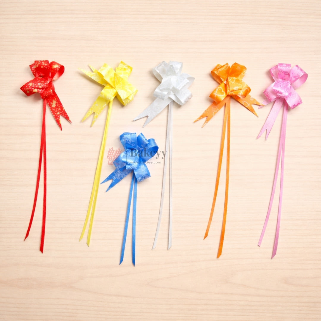 32 cm Printed Pattern Pull Up Gift Ribbon Bow | Easy Self-Tie Decorative Ribbon for Gift Wrapping & Hampers | Multiple Designs Available | Pack of 10