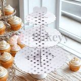Tier Layer Cupcake Dessert Paper Stand Display Rack | Silver Dotted| 1 Piece