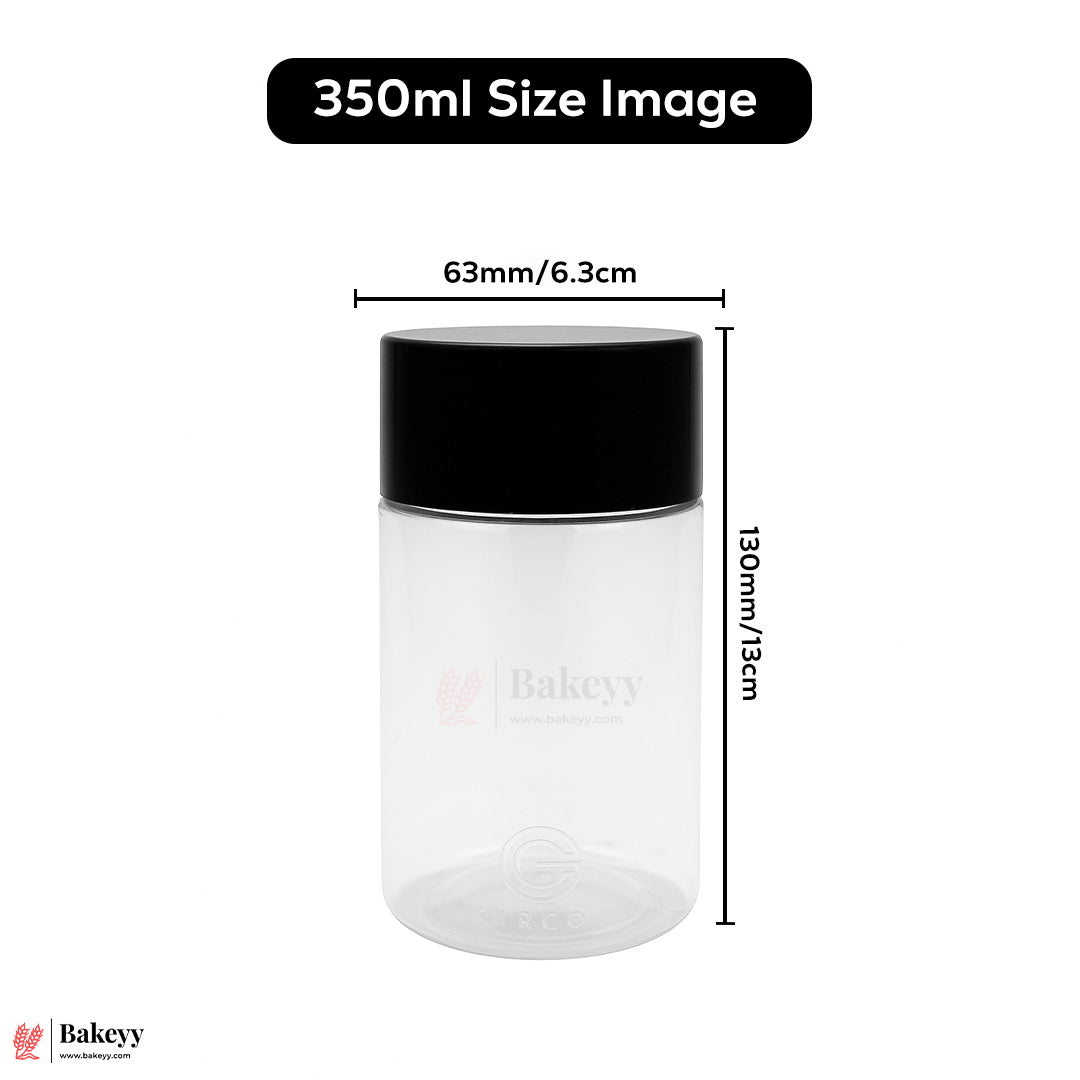 63mm-350ml Airtight Cookie Jar – Clear Plastic Storage Container with Black Lid | Ideal for Cookies, Nuts & Snacks | Pack Of 10 de