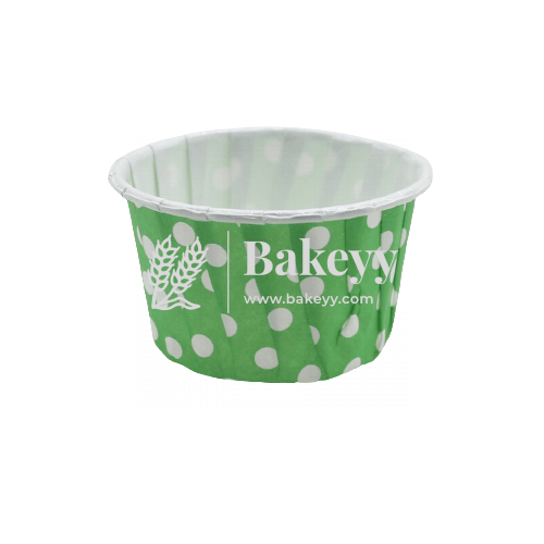 3830 Green Polka Dot Muffin Cup |Pack of 100 | Curl Edge | Cupcake Liner | Small - Bakeyy.com