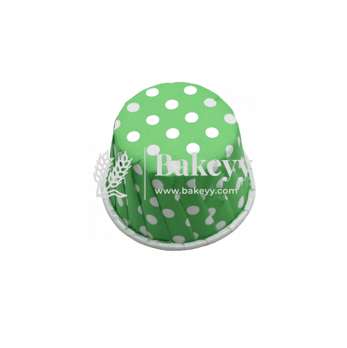 3830 Green Polka Dot Muffin Cup |Pack of 100 | Curl Edge | Cupcake Liner | Small - Bakeyy.com - India - 3830 Green Polka Dot Muffin Cup |Pack of 100 | Curl Edge | Cupcake Liner | Small - Default Title