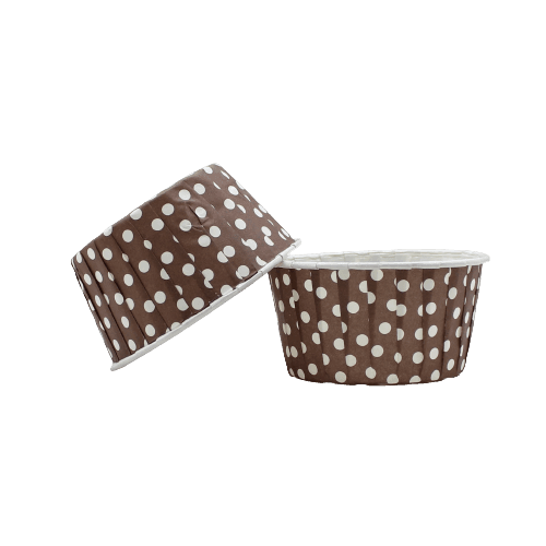 3830 Polka Dot Brown Muffin Cup | Curl Edge | Cupcake Liner |Small | Pack of 100 - Bakeyy.com