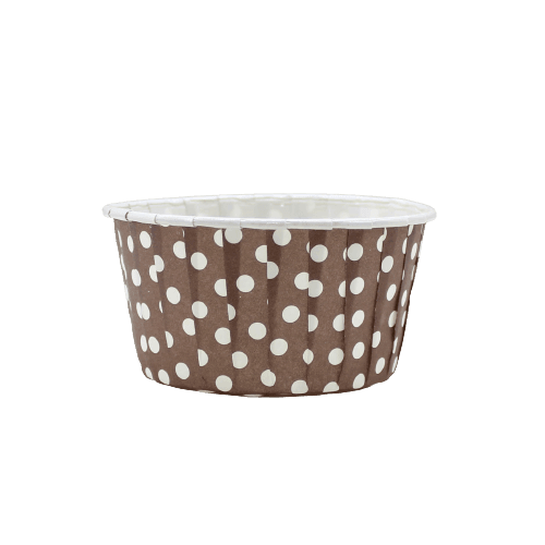 3830 Polka Dot Brown Muffin Cup | Curl Edge | Cupcake Liner |Small | Pack of 100 - Bakeyy.com