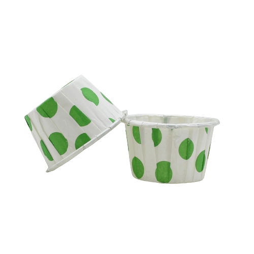 3830 Polka Dot Green Muffin Cup | Curl Edge | Cupcake Liner | Small | pack Of 100 - Bakeyy.com