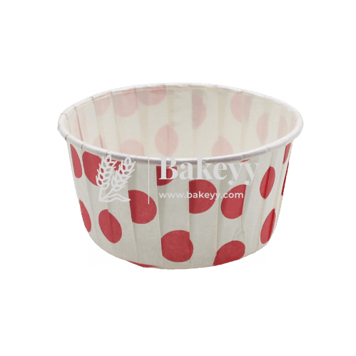 3830 Red Dotted Muffin Cup| Pack of 100 | Curl Edge | Cupcake Liner | Small - Bakeyy.com
