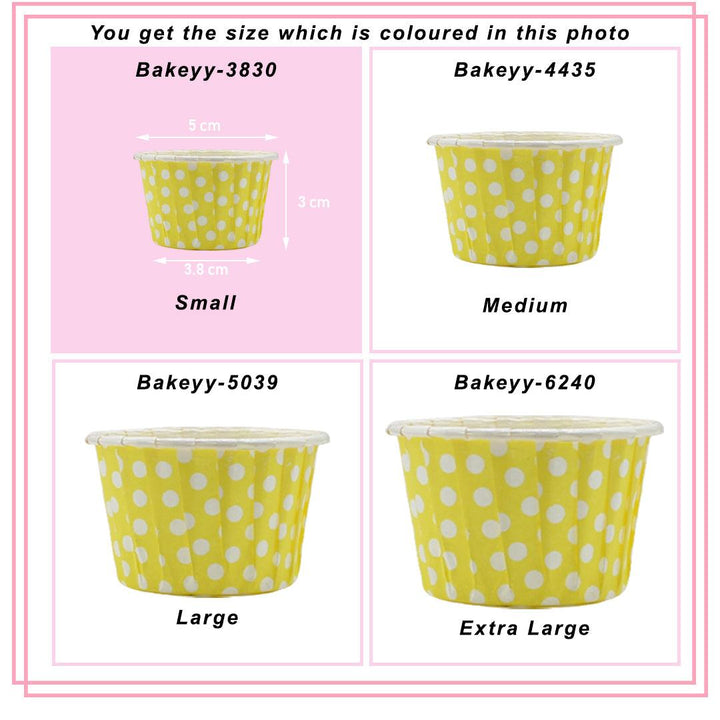 3830 Red Dotted Muffin Cup| Pack of 100 | Curl Edge | Cupcake Liner | Small - Bakeyy.com