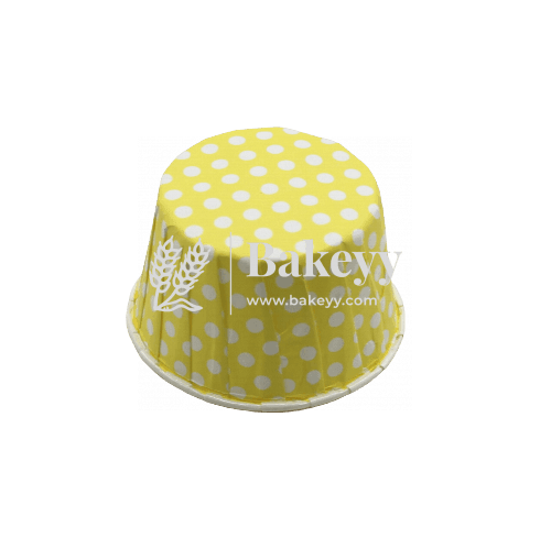 3830 Yellow Polka Dot Muffin Cup | Curl Edge | Cupcake Liner | Small | Pack of 100 - Bakeyy.com - India - 3830 Yellow Polka Dot Muffin Cup | Curl Edge | Cupcake Liner | Small | Pack of 100 - Default Title