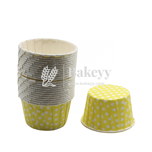 3830 Yellow Polka Dot Muffin Cup | Curl Edge | Cupcake Liner | Small | Pack of 100 - Bakeyy.com - India - 3830 Yellow Polka Dot Muffin Cup | Curl Edge | Cupcake Liner | Small | Pack of 100 - Default Title