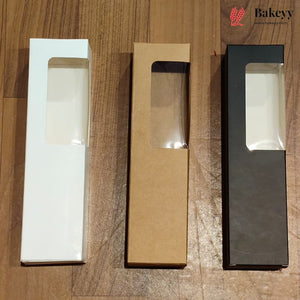 3 Color Rectangular Window Packaging Box | Black, White & Kraft Gift Box for Chocolates, Sweets & Bakery Items