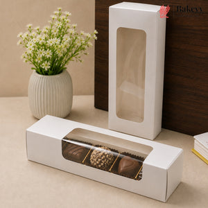 3 Color Rectangular Window Packaging Box | Black, White & Kraft Gift Box for Chocolates, Sweets & Bakery Items