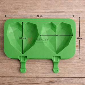 3DDiamondHeartSiliconeChocolate_IceCreamMold2CavityPopsicleStyleLollipopMouldPackof1_3 - Bakeyy.com