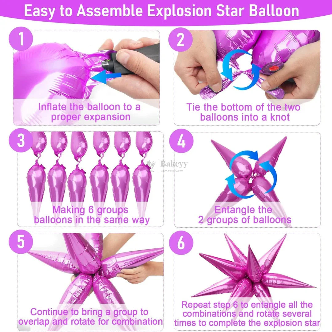 3D Spiky Star Foil Balloon – Premium Party Backdrop Balloon  Pack of 1