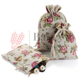 15X19cm| Floral Rose Jute Drawstring Bag| Jute Potli Bags| Gift Bags, Jewellery Pouches| DIY Craft Potli| Pack of 10