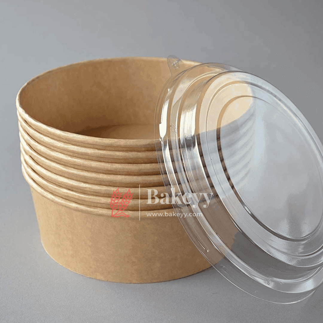 500ml | Kraft Paper Tub Container With PET Lid | Eco-Friendly Food Containers | Pack of 10 | - Bakeyy.com - India - 500ml | Kraft Paper Tub Container With PET Lid | Eco-Friendly Food Containers | Pack of 10 | - Default Title