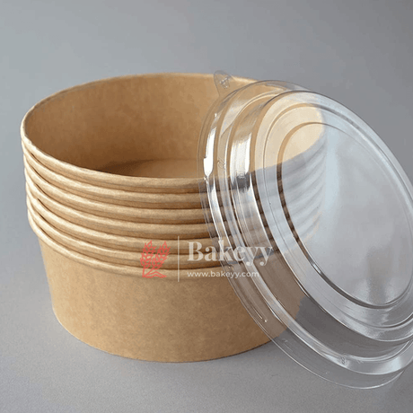 500ml | Kraft Paper Tub Container With PET Lid | Eco-Friendly Food Containers | Pack of 10 | - Bakeyy.com - India - {{ variant.name }}