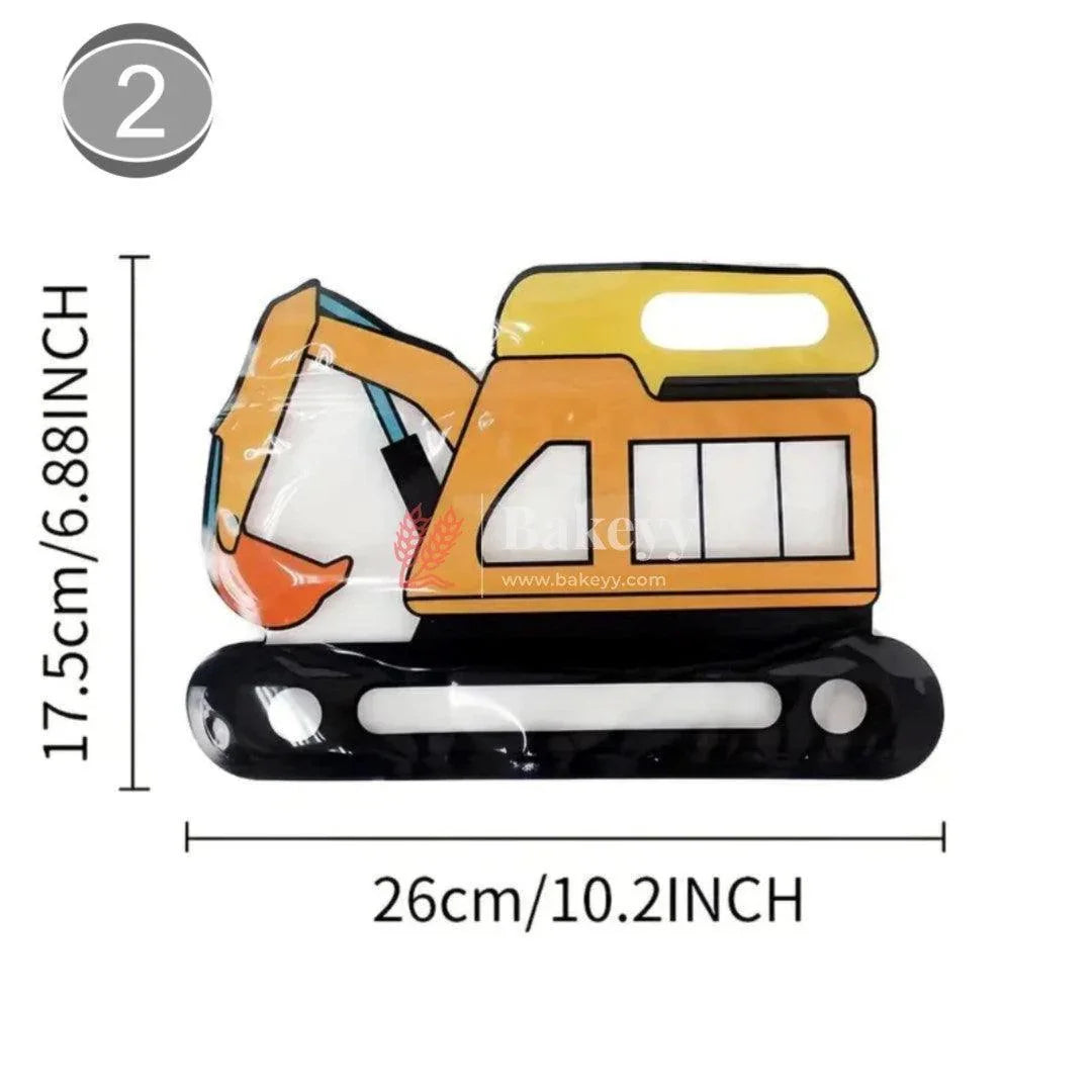Assorted Vehicle Shape Zip Lock Bags | Vehicle Shape Bags For Kids | Pack of 50 - Bakeyy.com - India - Assorted Vehicle Shape Zip Lock Bags | Vehicle Shape Bags For Kids | Pack of 50 - Design -2 EXCAVATORS