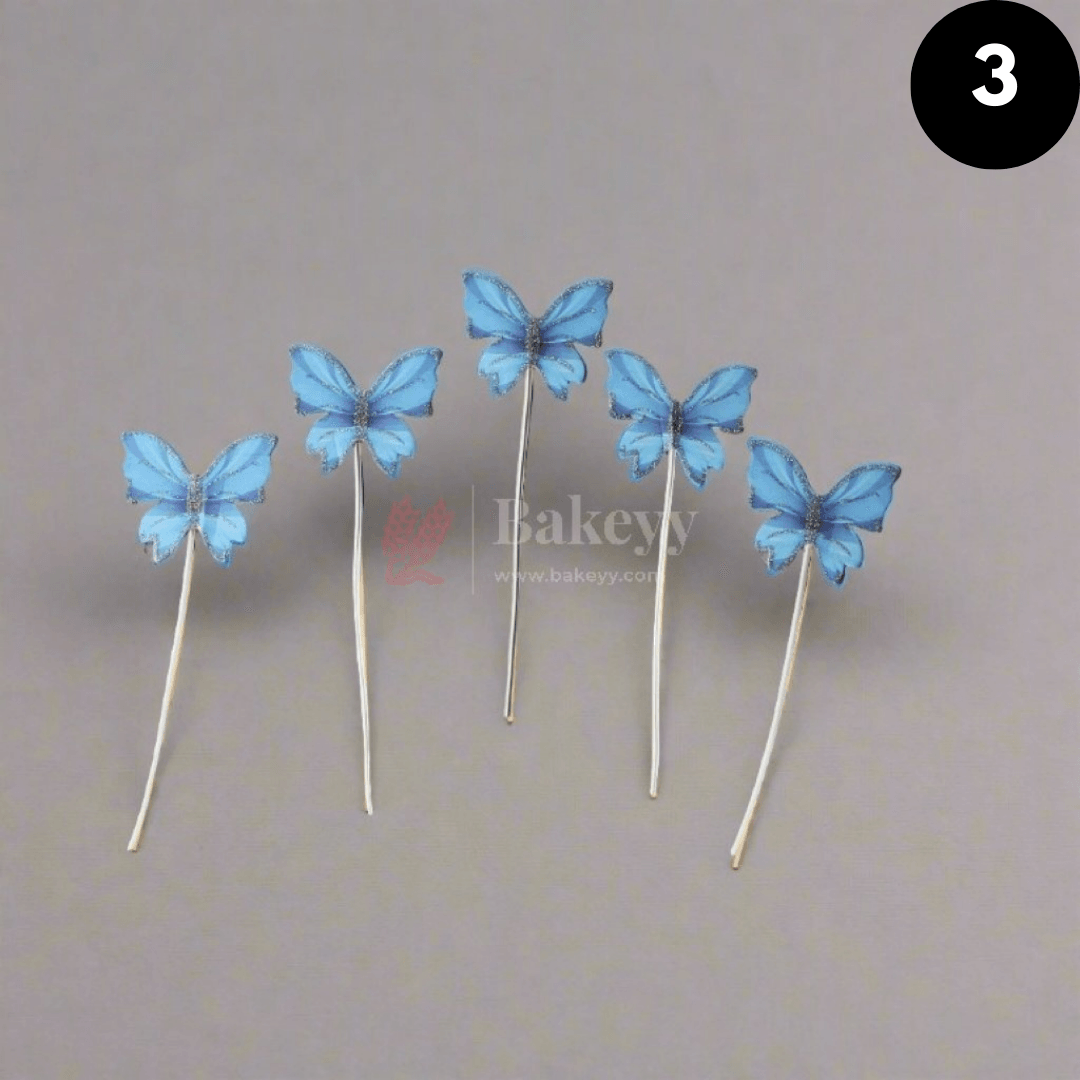 10 pcs shiny butterfly Birthday Cake Topper| decoration Toppers| Bday Decorations Items | - Bakeyy.com - India - 10 pcs shiny butterfly Birthday Cake Topper| decoration Toppers| Bday Decorations Items | - Color 3