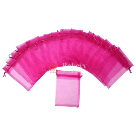 20x25 cm | Organza Potli Bags | Dark Pink Colour | Candy Bag | - Bakeyy.com - India - 20x25 cm | Organza Potli Bags | Dark Pink Colour | Candy Bag | - Pack Of 50 / 20x25 cm / 8x10 inch / Magenta