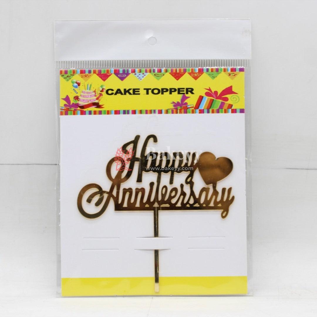 4" inch Happy Anniversary Cake Topper - Bakeyy.com - India - 4" inch Happy Anniversary Cake Topper - Default Title