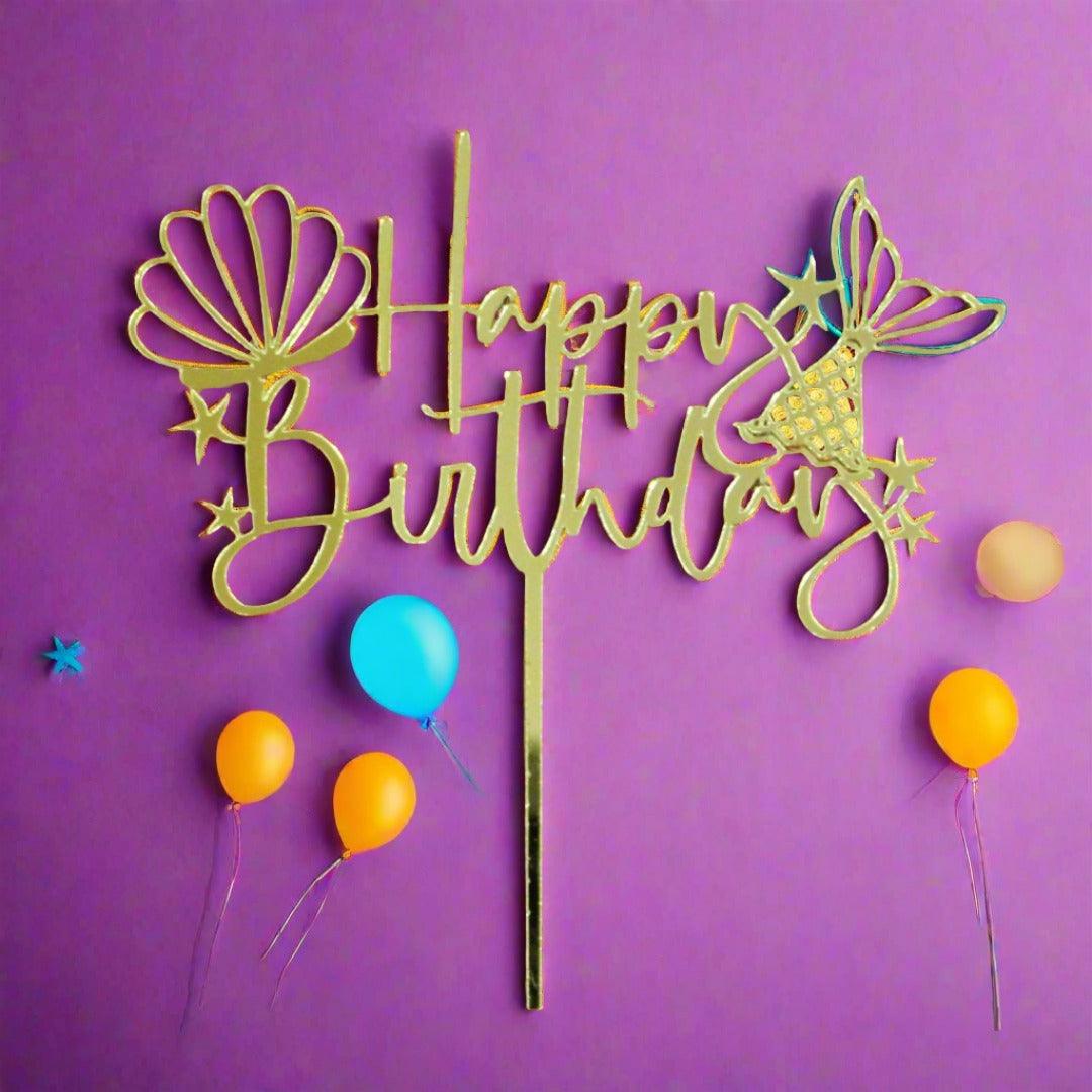 5" inch Happy Birthday Cake Topper - Bakeyy.com - India - 5" inch Happy Birthday Cake Topper - Default Title