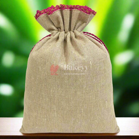 13x20 CM | Jute Potli Bag | Gift Return Gifts Bags| Lord Ganesh Printed Jute Bag | Drawstring Bags - Bakeyy.com - India - 13x20 CM | Jute Potli Bag | Gift Return Gifts Bags| Lord Ganesh Printed Jute Bag | Drawstring Bags - Pack of 50 / 5x8 Inch