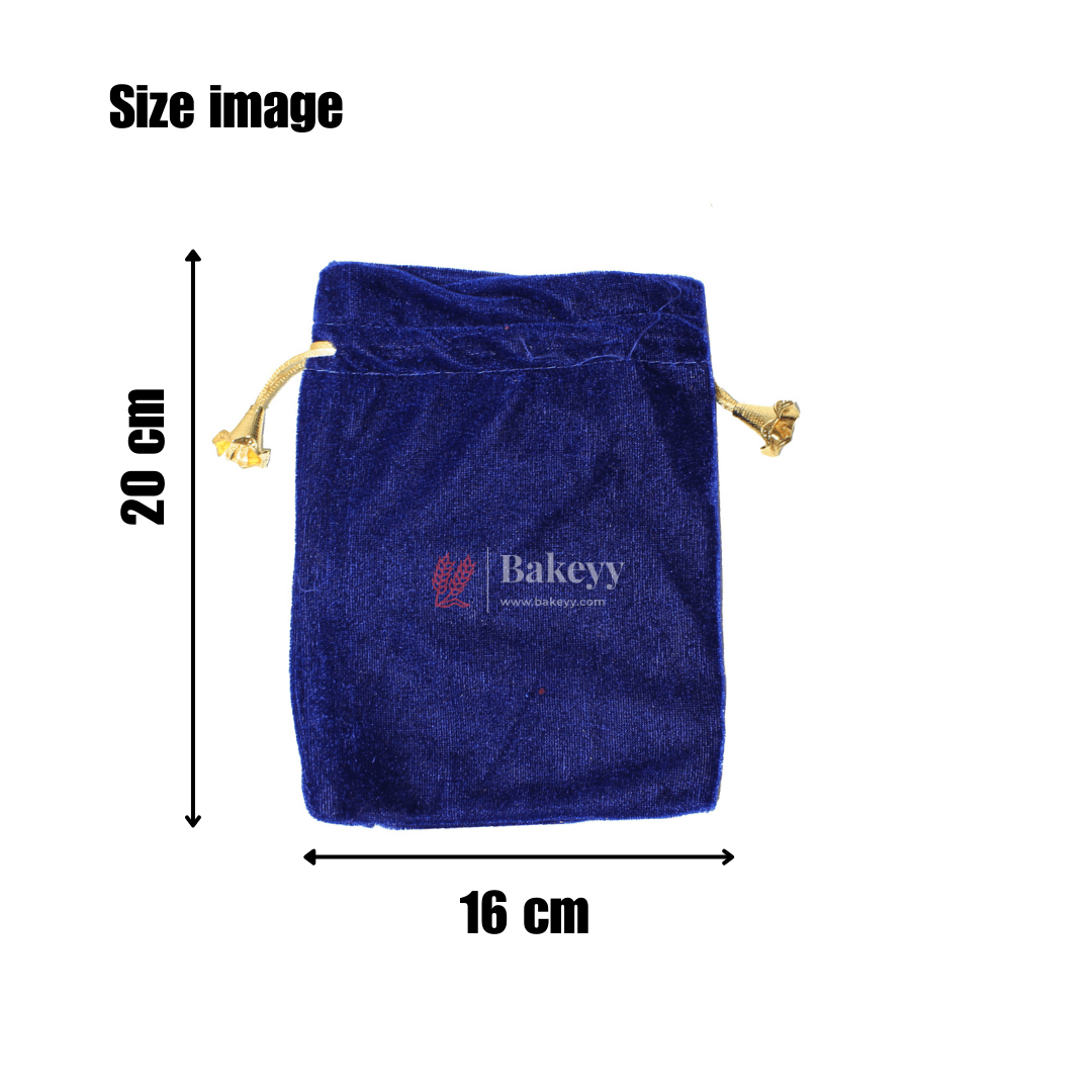 16x20 cm | Velvet Drawstring Potli Bag | Blue Colour | Pack of 10 | Luxurious Gift & Storage Pouch | - Bakeyy.com - India - 16x20 cm | Velvet Drawstring Potli Bag | Blue Colour | Pack of 10 | Luxurious Gift & Storage Pouch | - Default Title