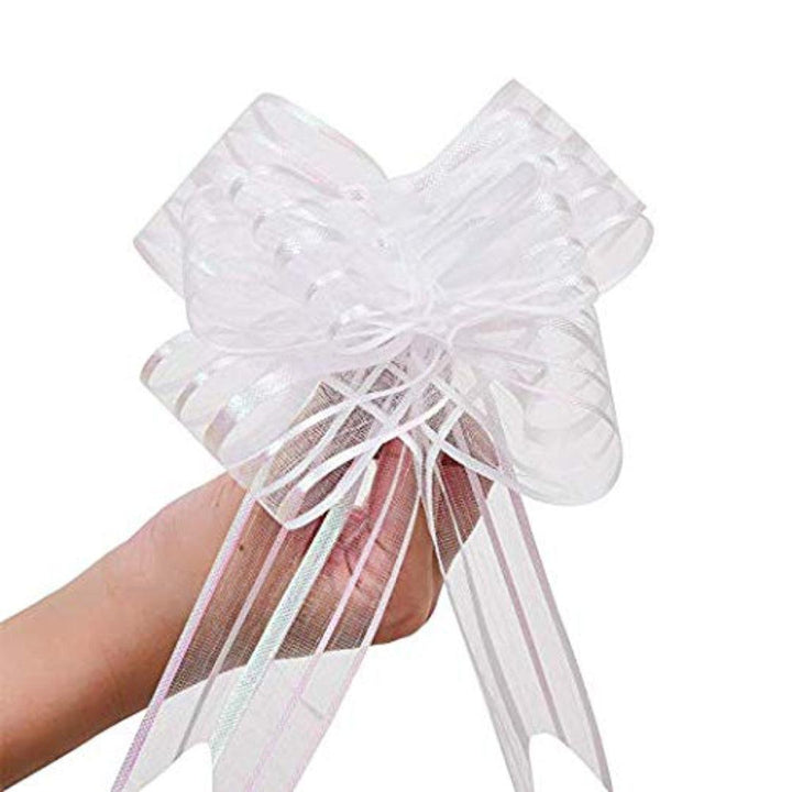 Organza Pull Bow Flower Ribbon for Gift Wrap (30mm Width) | Pack of 10 - Bakeyy.com